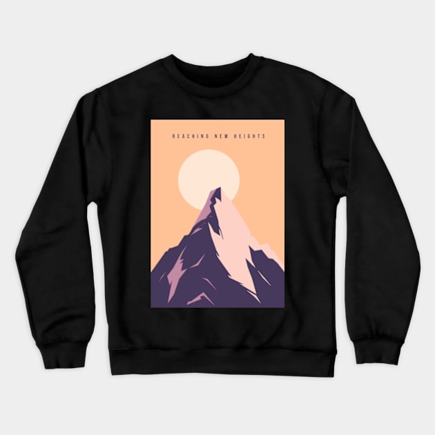 Reaching New Heights Mountaintop Illustration Crewneck Sweatshirt by lisousisa